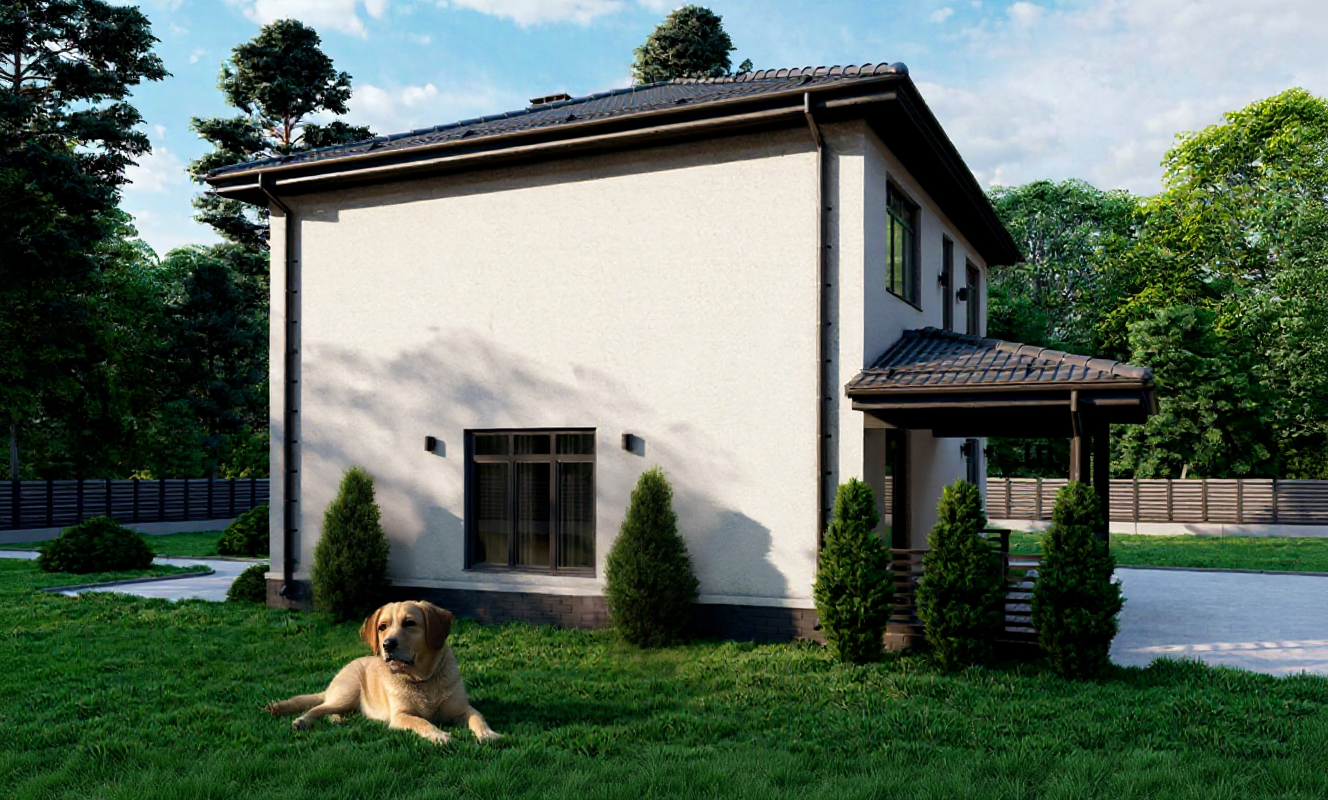 двухэтажный дом с крышей