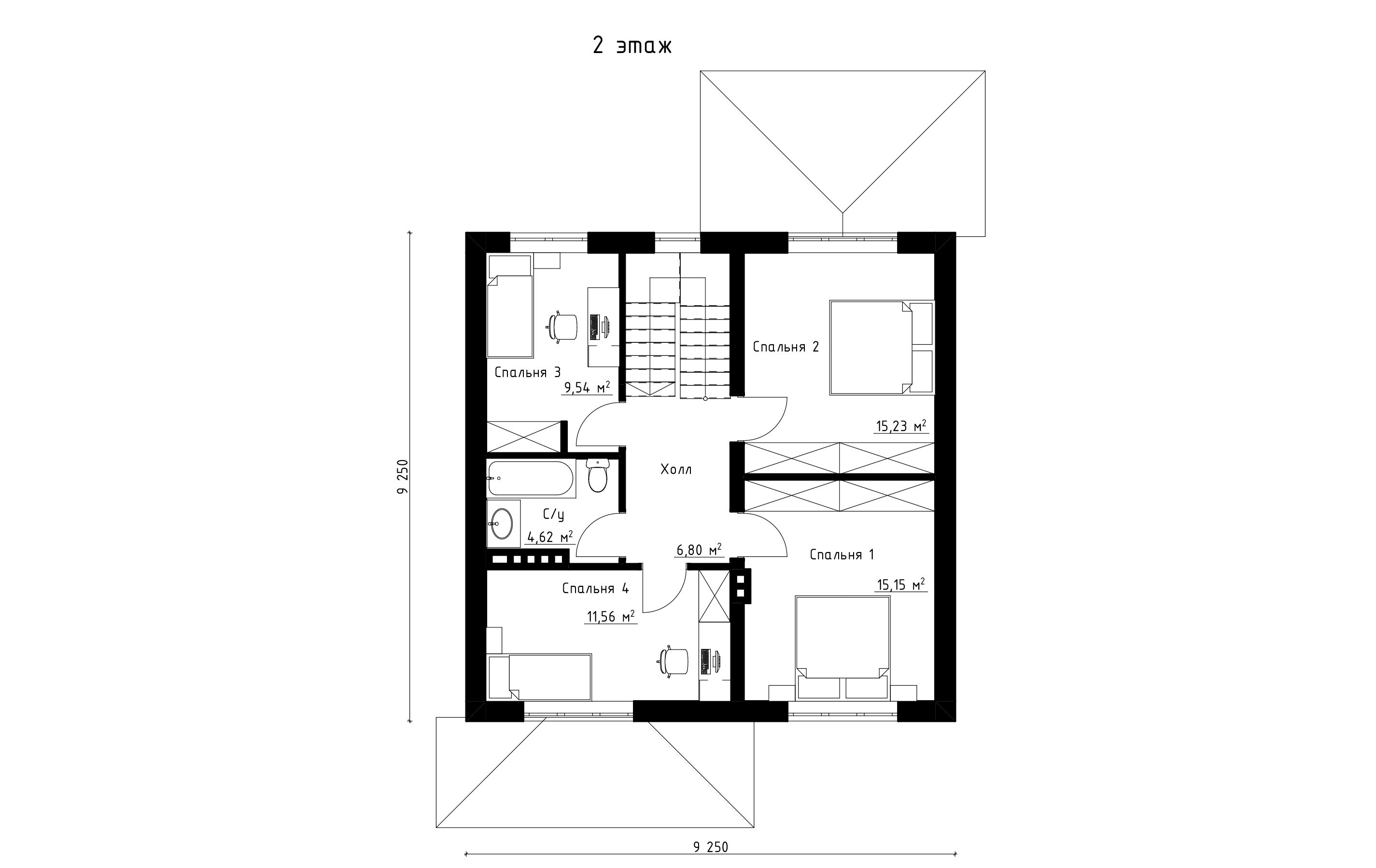 планировка 2 этажа классического двухэтажного дома